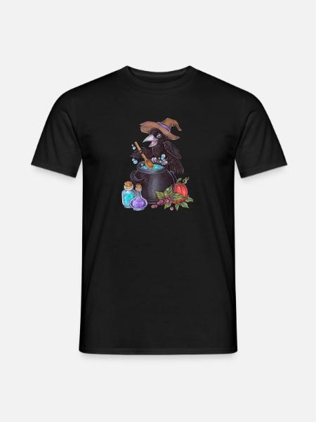 Niedlicher Magie Rabe Hexe mit Kessel Alchemie - Männer T-Shirt - Schwarz