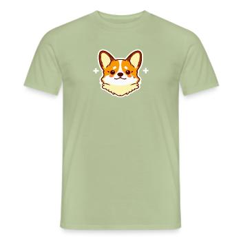 Corgi Kawaii chien amoureux chiot - T-shirt homme - vert sauge - Devant - AI Model Male 178 light (178cm)