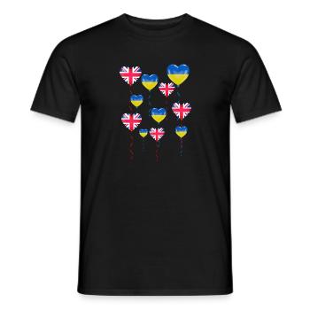 Great Britain Solidarity and Heart for Ukraine - Men's T-Shirt - black - Front - AI Model Male 178 light (178cm)
