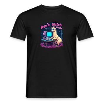 Don't Glitch my Vibe - Retro Gaming Alpaka - Männer T-Shirt - Schwarz - Vorne - AI Model Male 178 light (178cm)