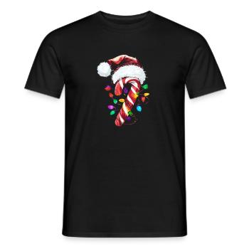 Festliche Zuckerstange mit Lichtern - Männer T-Shirt - Schwarz - Vorne - AI Model Male 178 light (178cm)