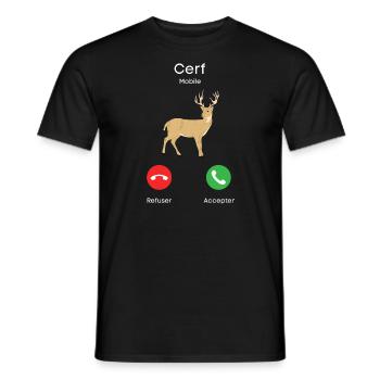 appel de cerf - T-shirt homme - noir - Devant - AI Model Male 178 light (178cm)