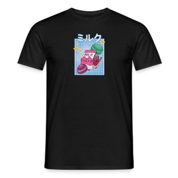 Kawaii Makronen Milkshake Japana Erdbeere - Männer T-Shirt - Schwarz - Vorne - AI Model Male 178 light (178cm)