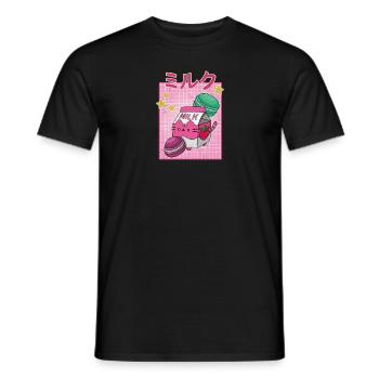 Kawaii Makronen Milkshake Japana Erdbeere - Männer T-Shirt - Schwarz - Vorne - AI Model Male 178 light (178cm)