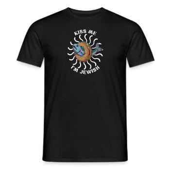 Plat de cuisine juive casher saumon bagel - T-shirt homme - noir - Devant - AI Model Male 178 light (178cm)