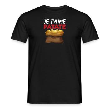 Saint Valentin Anniversaire Je T'aime Patate Drôle - T-shirt homme - noir - Devant - AI Model Male 178 light (178cm)