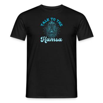 Hamsa Eye Hand Talisman Yoga Fluchschutz - Männer T-Shirt - Schwarz - Vorne - AI Model Male 178 light (178cm)
