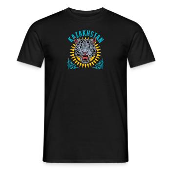 Schneeleopard Kasachstan Asien UdSSR Astana - Männer T-Shirt - Schwarz - Vorne - AI Model Male 178 light (178cm)