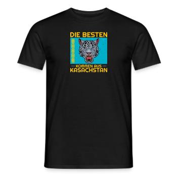 Kasachstan Herkunft Flagge Schneeleopard - Männer T-Shirt - Schwarz - Vorne - AI Model Male 178 light (178cm)