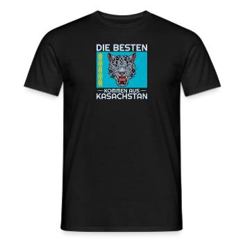 Kasachstan Herkunft Flagge Schneeleopard - Männer T-Shirt - Schwarz - Vorne - AI Model Male 178 light (178cm)