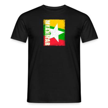 Burmesisch Myanmar Asien Birma Flagge Reise - Männer T-Shirt - Schwarz - Vorne - AI Model Male 178 light (178cm)