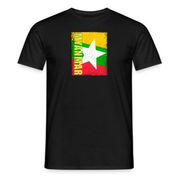 Burmesisch Myanmar Asien Birma Flagge Reise - Männer T-Shirt - Schwarz - Vorne - AI Model Male 178 light (178cm)