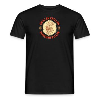 Grillmeister Rindfleisch Grill Smoker Barbecue - Männer T-Shirt - Schwarz - Vorne - AI Model Male 178 light (178cm)