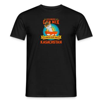Kasachstan Kasach Katze National Flagge Adler - Männer T-Shirt - Schwarz - Vorne - AI Model Male 178 light (178cm)
