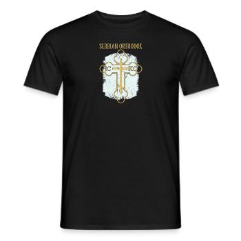 Serbien Belgrad Balkan Orthodox Flagge Kreuz - Männer T-Shirt - Schwarz - Vorne - AI Model Male 178 light (178cm)