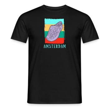 Niederlande Tourist Amsterdam Holzschuhe Schuhe - Männer T-Shirt - Schwarz - Vorne - AI Model Male 178 light (178cm)