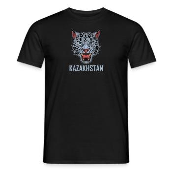 Kasachstan Kasach UdSSR Asien Schneeleopard - Männer T-Shirt - Schwarz - Vorne - AI Model Male 178 light (178cm)