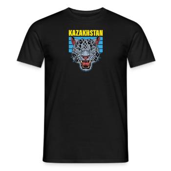 Republik Kasachstan Asien Schneeleopard - Männer T-Shirt - Schwarz - Vorne - AI Model Male 178 light (178cm)