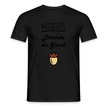 Naturiste : Détendu du gland / Naturisme Nudiste - Men's T-Shirt - black - Front - AI Model Male 178 light (178cm)