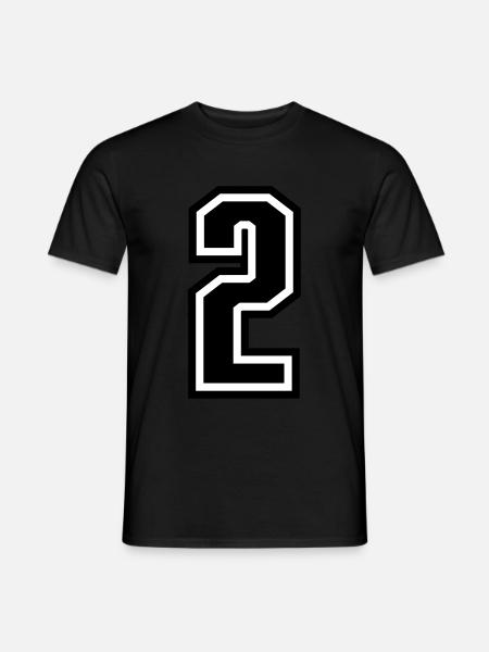 2 - Zahl 2 - Trikotnummer zweifarbig farbe ändern - Männer T-Shirt - Schwarz