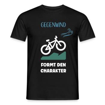 Gegenwind formt den Charakter Radfahrer Fahrrad - Männer T-Shirt - Schwarz - Vorne - AI Model Male 178 light (178cm)