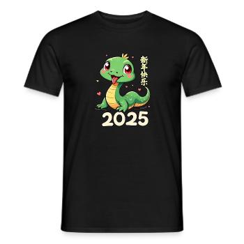 Neujahr China Jahr Der Schlange 2025 - Männer T-Shirt - Schwarz - Vorne - AI Model Male 178 light (178cm)