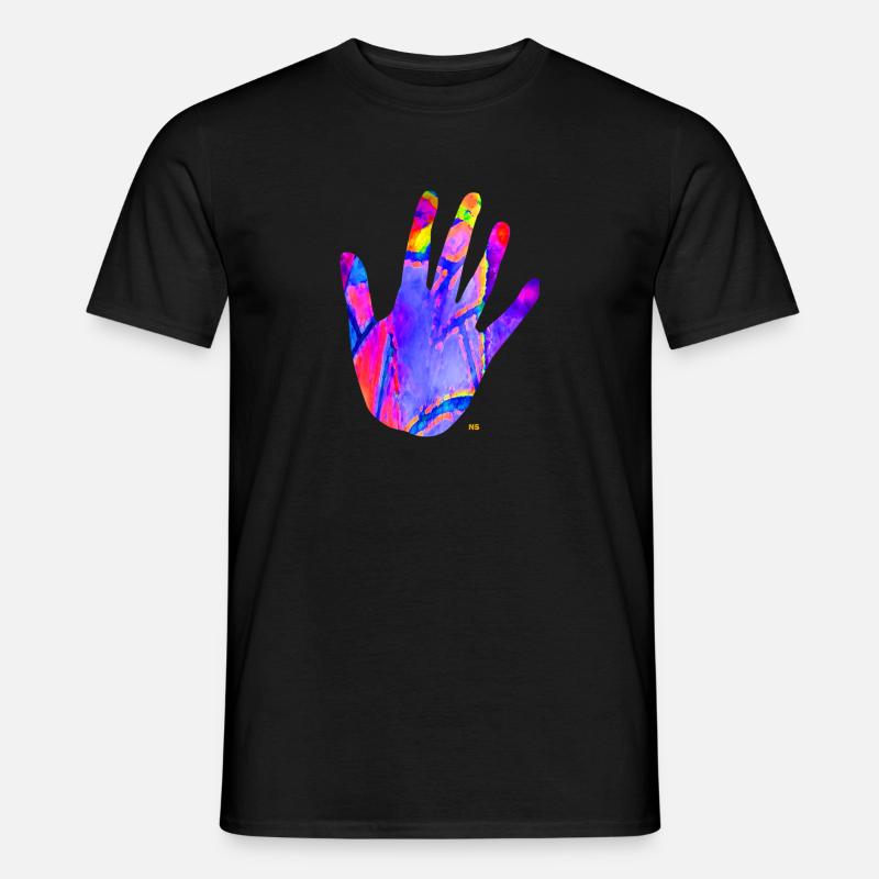 Bunte Neon Hand - Männer T-Shirt - Schwarz