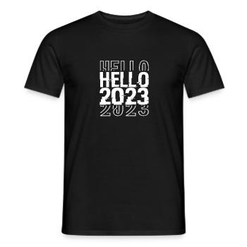 Hello 2023 - T-shirt homme - noir - Devant - AI Model Male 178 light (178cm)