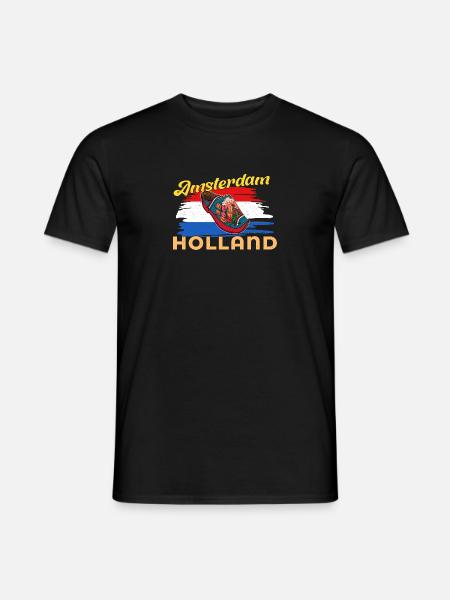 Klompendansen Holzschuhe Amsterdam Holland - Männer T-Shirt - Schwarz