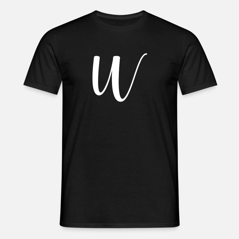 Calligraphy, initial W - Men's T-Shirt - black