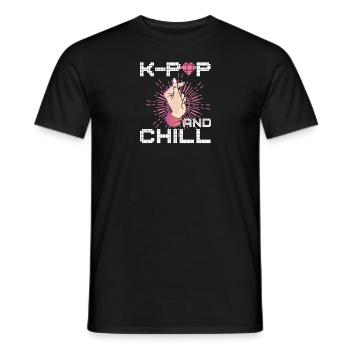 K-Pop And Chill Saranghae Finger Heart Korea Kpop - Men's T-Shirt - black - Front - AI Model Male 178 light (178cm)
