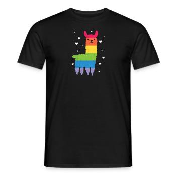 Gay Pride Rainbow Flag Lama LGBTQ - Men's T-Shirt - black - Front - AI Model Male 178 light (178cm)