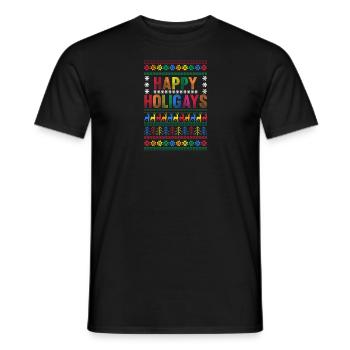 Happy Holigays LGBTQ Gay Pride Christmas - Männer T-Shirt - Schwarz - Vorne - AI Model Male 178 light (178cm)