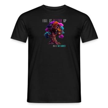 Constructeur de cabane dans les arbres - La vie est meilleure dans un treehou - T-shirt homme - noir - Devant - AI Model Male 178 light (178cm)