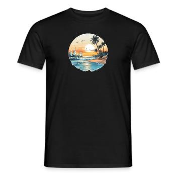 Ocean vibes, beach vibes, sunset on the beach, oce - Men's T-Shirt - black - Front - AI Model Male 178 light (178cm)