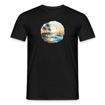 Ocean vibes, beach vibes, sunset on the beach, oce - Men's T-Shirt - black - Front - AI Model Male 178 light (178cm)