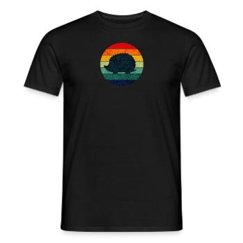 Cute Hedgehog Vintage Sunset Süßer Igel - Men's T-Shirt - black - Front - AI Model Male 178 light (178cm)