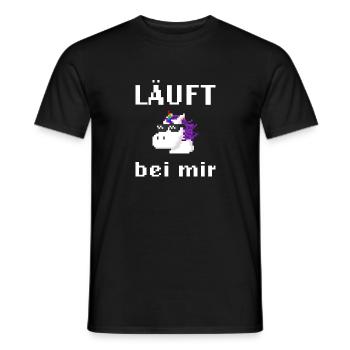 Läuft bei mir Pixelart mit Einhorn - Männer T-Shirt - Schwarz - Vorne - AI Model Male 178 light (178cm)