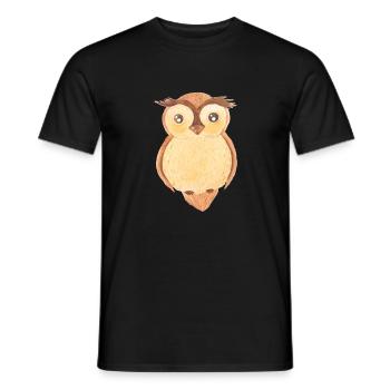 Eagle owl watercolor - Men's T-Shirt - black - Front - AI Model Male 178 light (178cm)