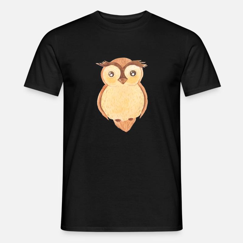 Uhu Eule Aquarell - Männer T-Shirt - Schwarz