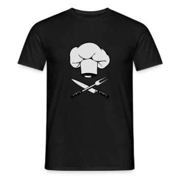 kochen kochmütze messer gabel design - Männer T-Shirt - Schwarz - Vorne - AI Model Male 178 light (178cm)