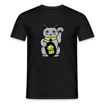 Maneki Winkekatze - Männer T-Shirt - Schwarz - Vorne - AI Model Male 178 light (178cm)