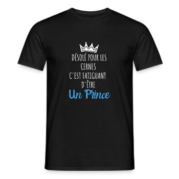 Désolé pour les cernes je suis un prince - T-shirt homme - noir - Devant - AI Model Male 178 light (178cm)