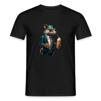 Cool animal with BIer. Style and alcohol - Men's T-Shirt - black - Front - AI Model Male 178 light (178cm)