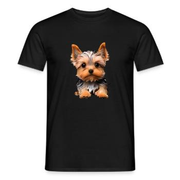 Dog owner dog Yorkshire Terrier puppy - Men's T-Shirt - black - Front - AI Model Male 178 light (178cm)