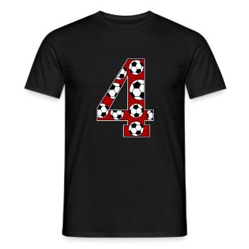 4th Birthday Football Red - Men's T-Shirt - black - Front - AI Model Male 178 light (178cm)