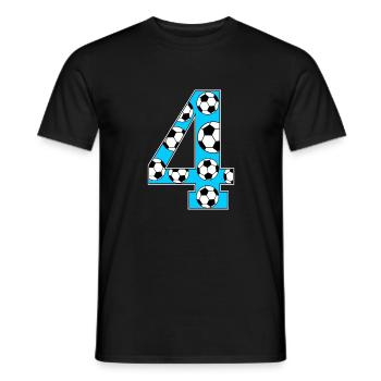 4. Geburtstag Fußball blau - Männer T-Shirt - Schwarz - Vorne - AI Model Male 178 light (178cm)