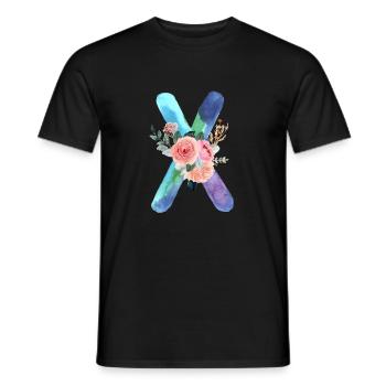Lettre x watercolor - T-shirt homme - noir - Devant - AI Model Male 178 light (178cm)