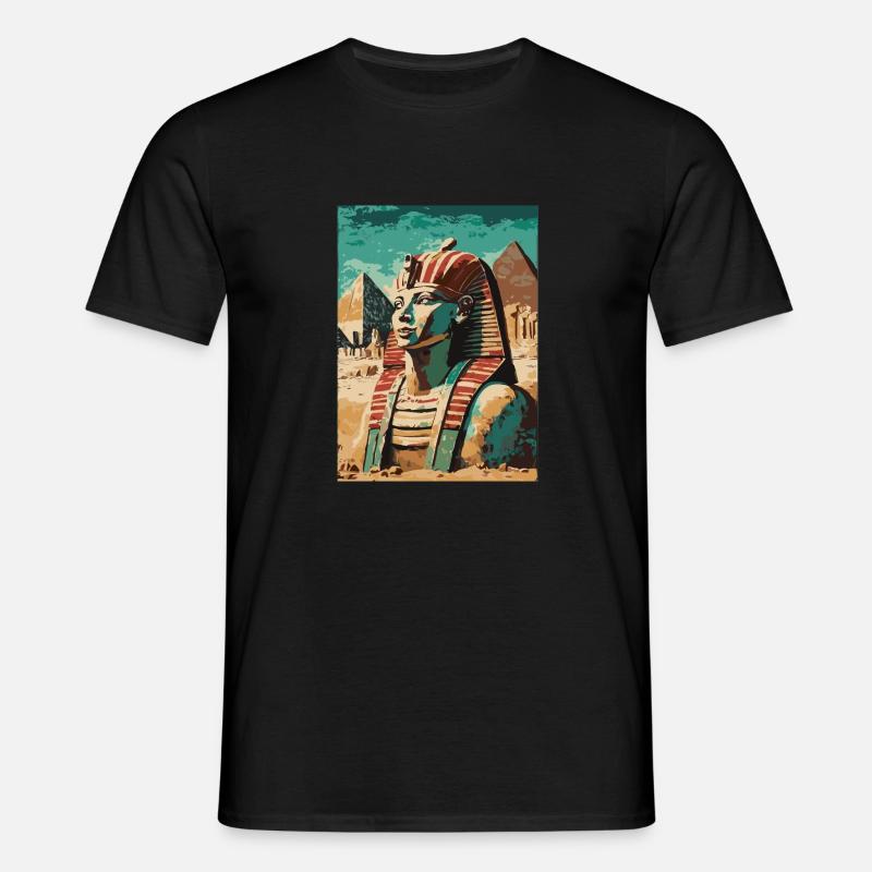 Pharaon devant les pyramides - T-shirt Homme - noir