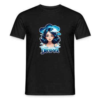 rêver - rêveur - rêveuse - rêve - rêverie - T-shirt homme - noir - Devant - AI Model Male 178 light (178cm)